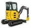 Yellow and black John Deere mini excavator